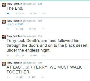 Terry Pratchett Announcement Tweet