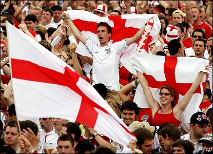 England football fans in team colours