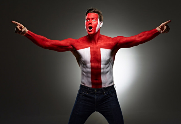 England football fan face body paint