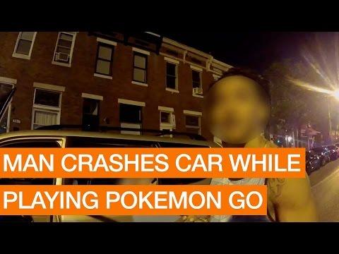 man crashes while playing pokemon go